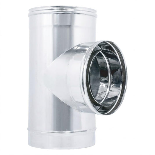 Maka Raccordo a T 90° Canna Fumaria Doppia Parete Aria Inox