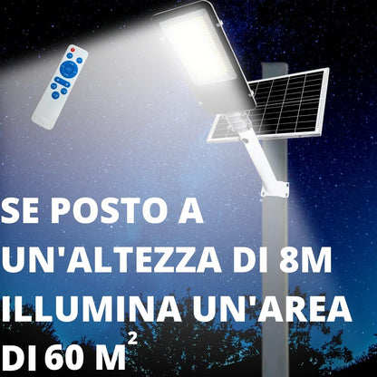 Lampione solare LED esterno 400W con telecomando e sensore IP66