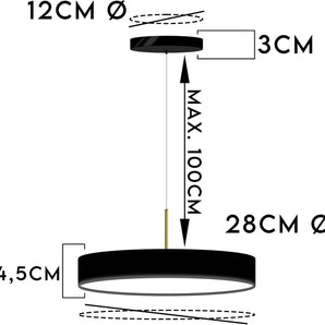 Lampadario SOSPESO 40W, Ø28cm, 3800 Lumen Luce Naturale/Fredda