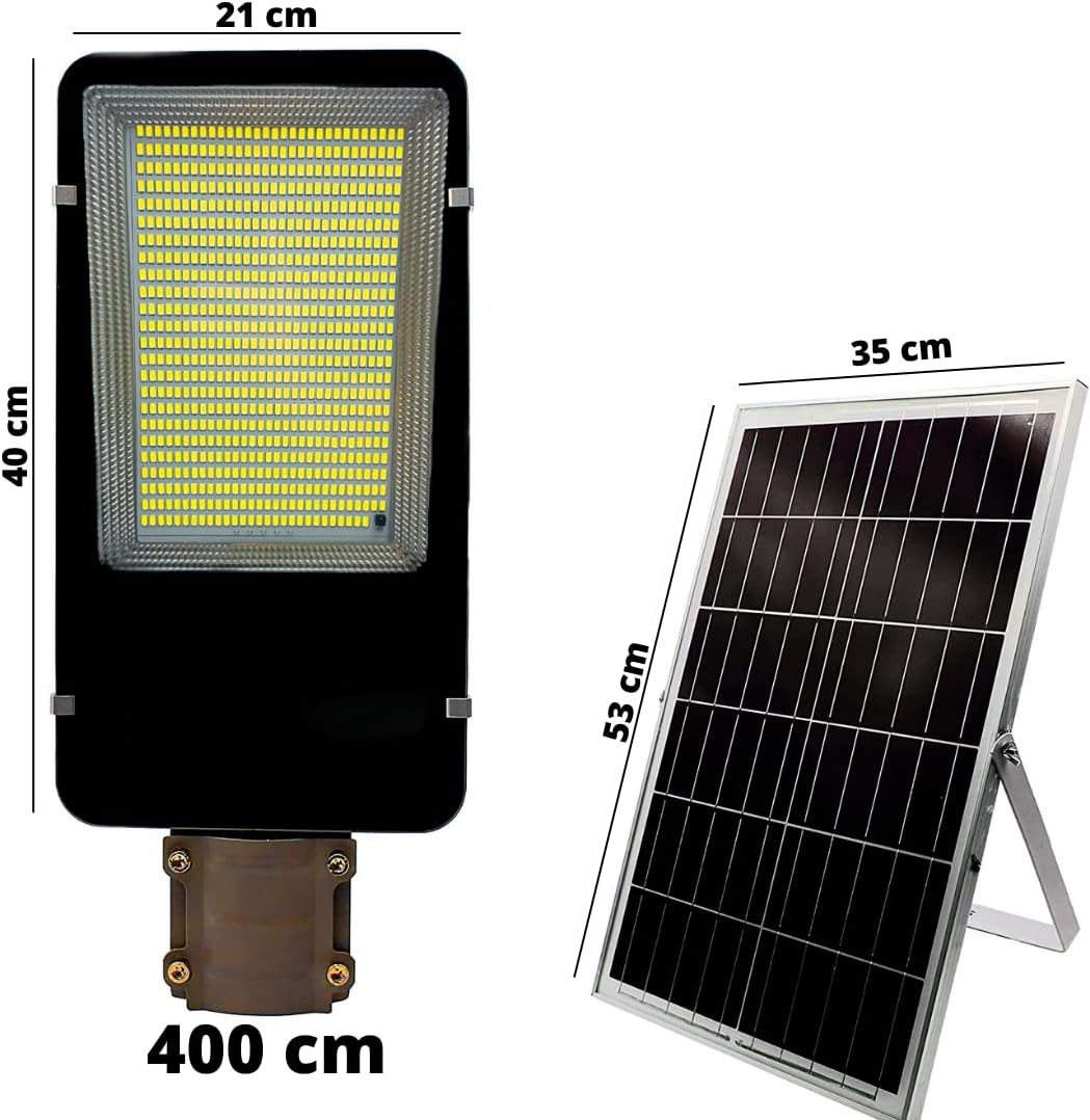Lampione solare LED esterno 400W con telecomando e sensore IP66