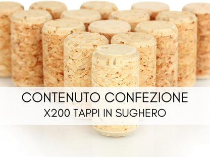 Maka Tappi in Sughero Naturale per Bottiglie di Vetro - 200 Pezzi
