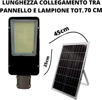 Lampione solare LED esterno 400W con telecomando e sensore IP66