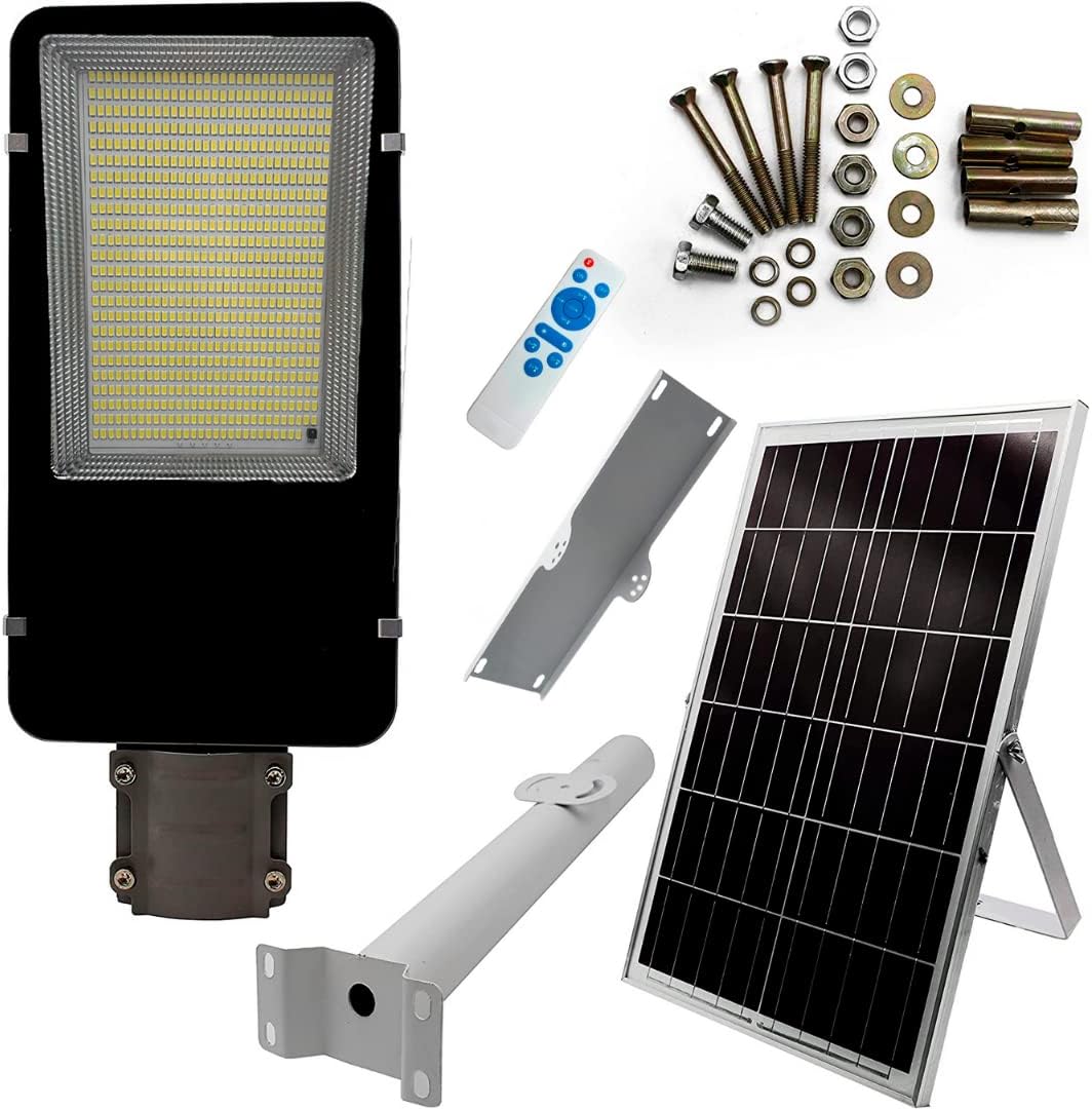 Lampione solare LED esterno 400W con telecomando e sensore IP66