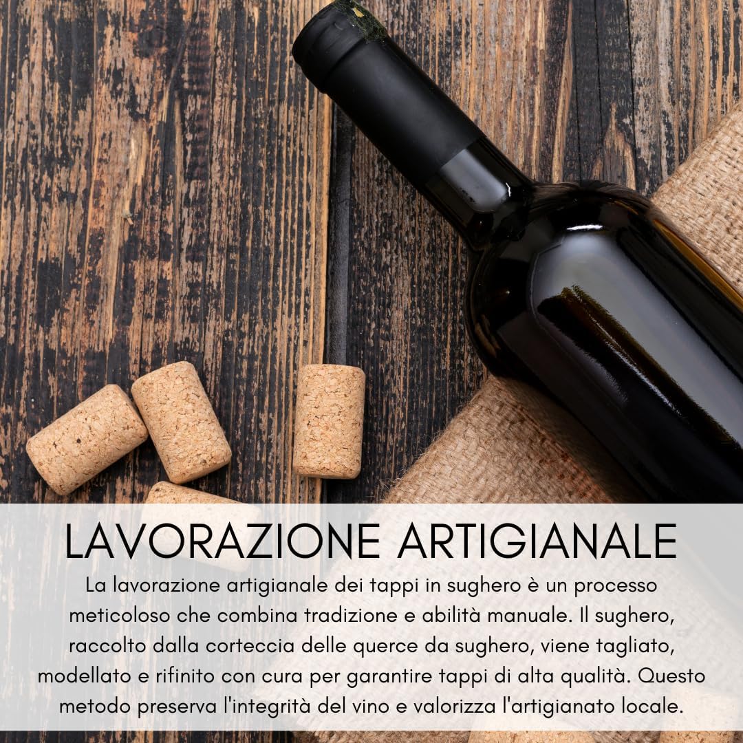 Maka Tappi in Sughero Naturale per Bottiglie di Vetro - 200 Pezzi