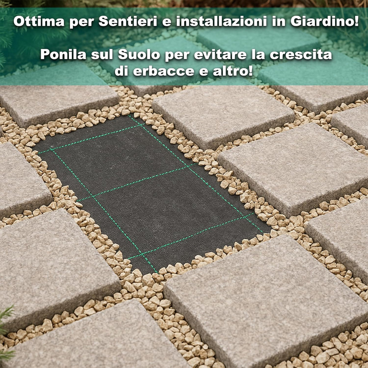 Telo pacciamatura 1x10 m anti-erbacce in polietilene 100 g/m²
Tessuto resistente anti-UV traspirante per orto e giardino
Copertura impermeabile contro infestanti facile da installare