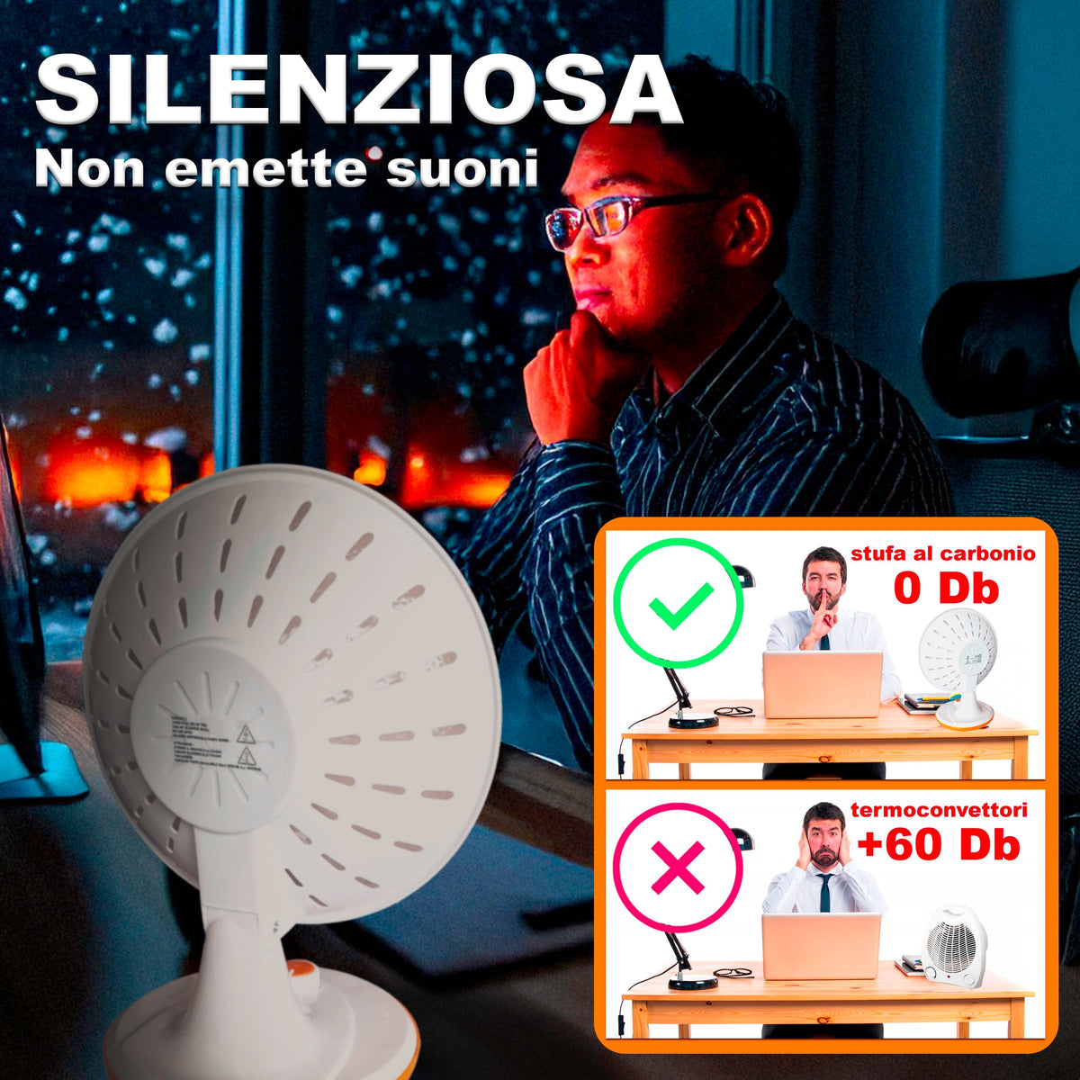 Stufa al Carbonio 600W Basso Consumo, portatile, Ultra Potente e  sicura