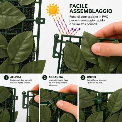 Siepe Finta con Rete Ombreggiante Effetto Lauro per Privacy 100x300 CM