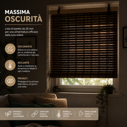MAKA Tapparella in Bambù Avvolgibile con Carrucola Oscurante per Finestre e Balconi