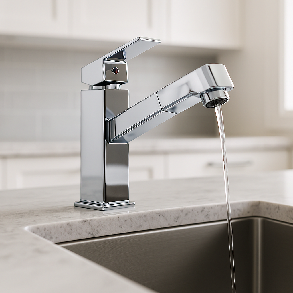 Rubinetto Argento con Doccetta Estraibile per Cucina e Bagno