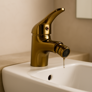 Miscelatore Bidet Dorato Lucido Monocomando con Beccuccio Girevole
