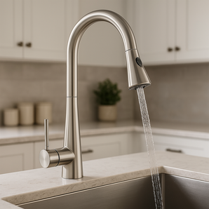 Rubinetto Cucina in Acciaio Inox Direzionabile con Miscelatore Estraibile