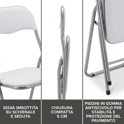 Sedie pieghevoli imbottite set 6, eleganti e salvaspazio