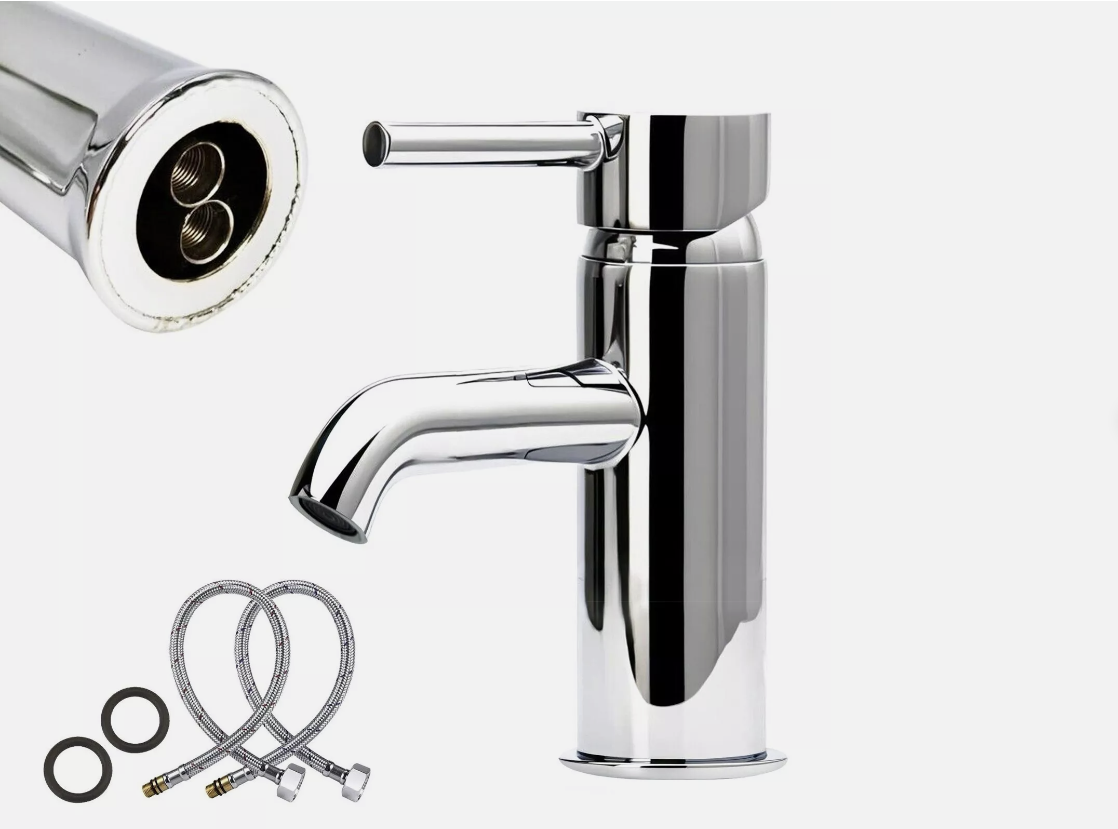 Miscelatore Rubinetto Lavello Bagno Bidet Cucina in Ottone Cromato 17CM