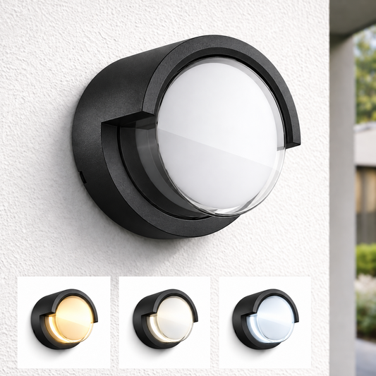 Applique LED 15W IP65 rotonda nera