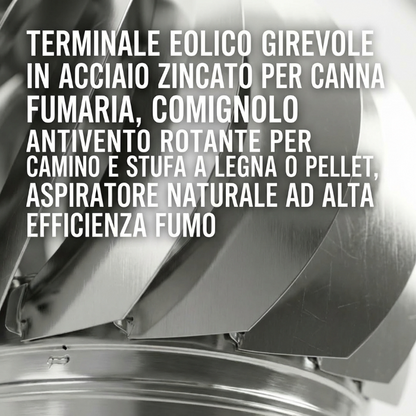 Comignolo Antivento Rotante in Acciaio Zincato