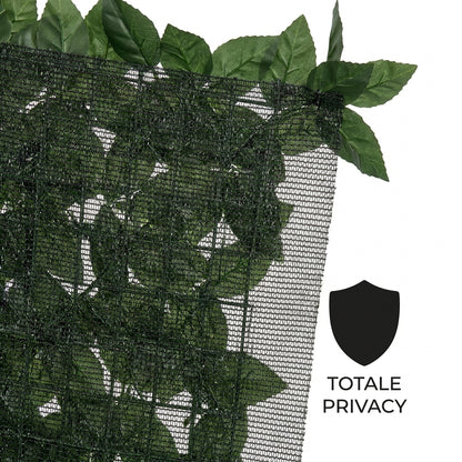 Siepe Finta con Rete Ombreggiante Effetto Lauro per Privacy 100x300 CM