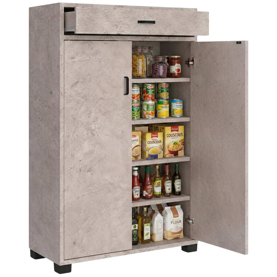 Dispensa Salvaspazio Slim in Legno con Cassetto 63x33x95 cm