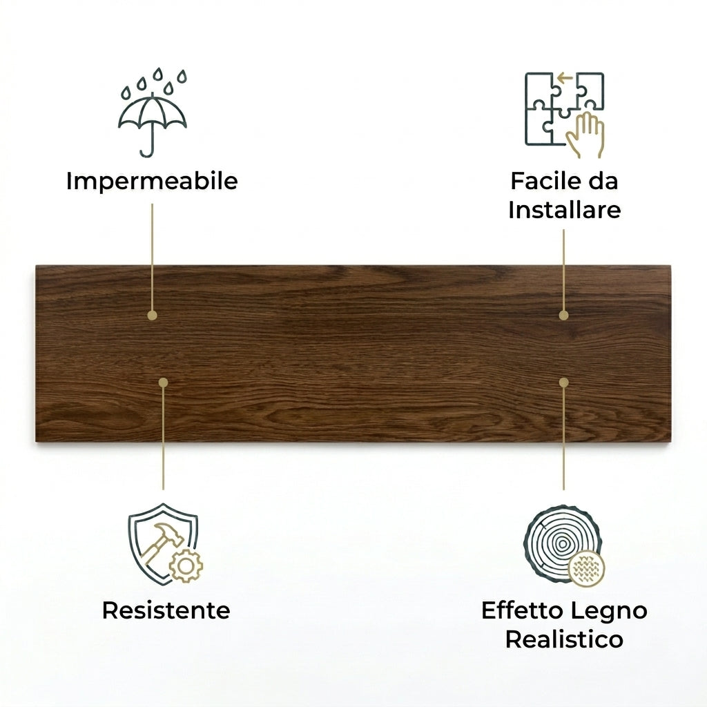 Pavimento PVC Adesivo Effetto Quercia Scura 2mq