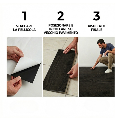 Pavimento PVC Adesivo Effetto Quercia Scura 2mq