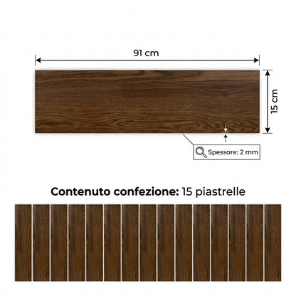 Pavimento PVC Adesivo Effetto Quercia Scura 2mq