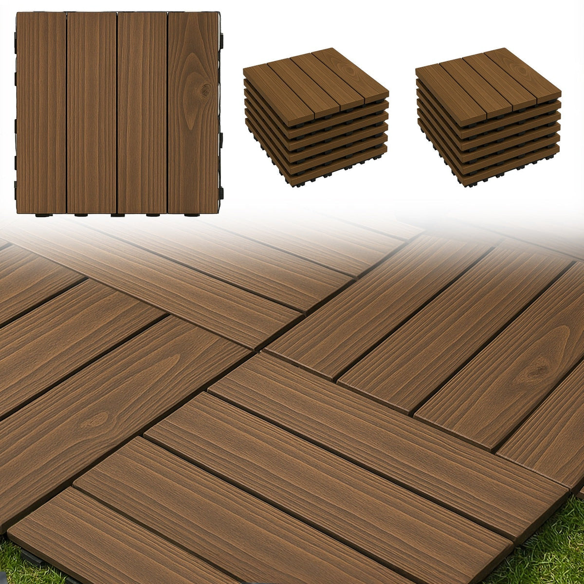 Piastrelle legno esterno MAKA 30x30 cm antiscivolo drenanti resistenti

Kit pavimento balcone veranda giardino incastro facile legno naturale