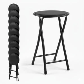 Sgabelli Pieghevoli Salvaspazio in Metallo con Seduta Imbottita set da 10