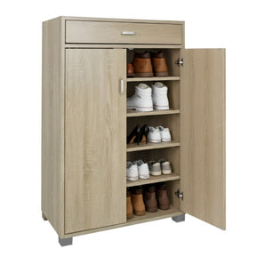 Scarpiera salvaspazio moderna 95 cm con cassetto e ante bianca cemento o rovere