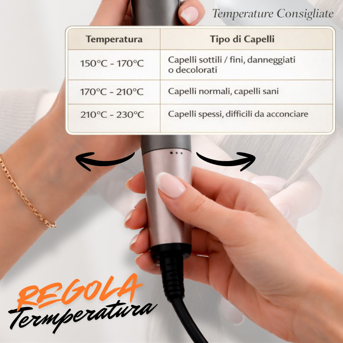 Piastra Capelli 2 in 1 Liscia e Arriccia con Temperatura Regolabile