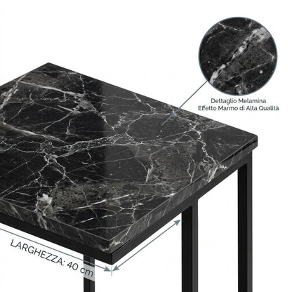 Tavolino laterale a C Dark Marble 40x30x67 cm - immagine 6