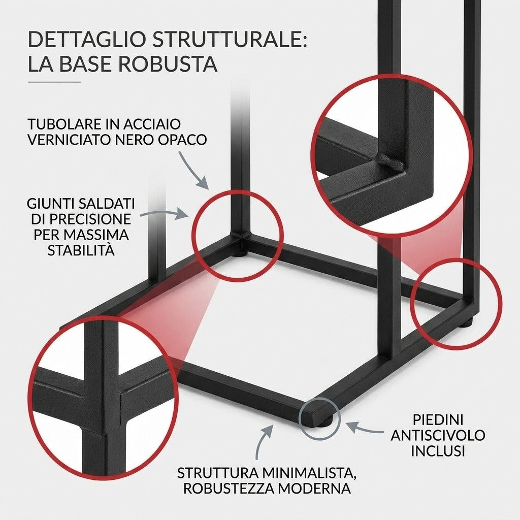 Tavolino laterale a C Dark Marble 40x30x67 cm - immagine 2
