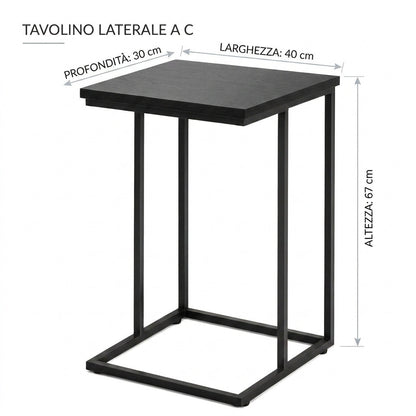 Tavolino laterale a C Dark Marble 40x30x67 cm - immagine 8