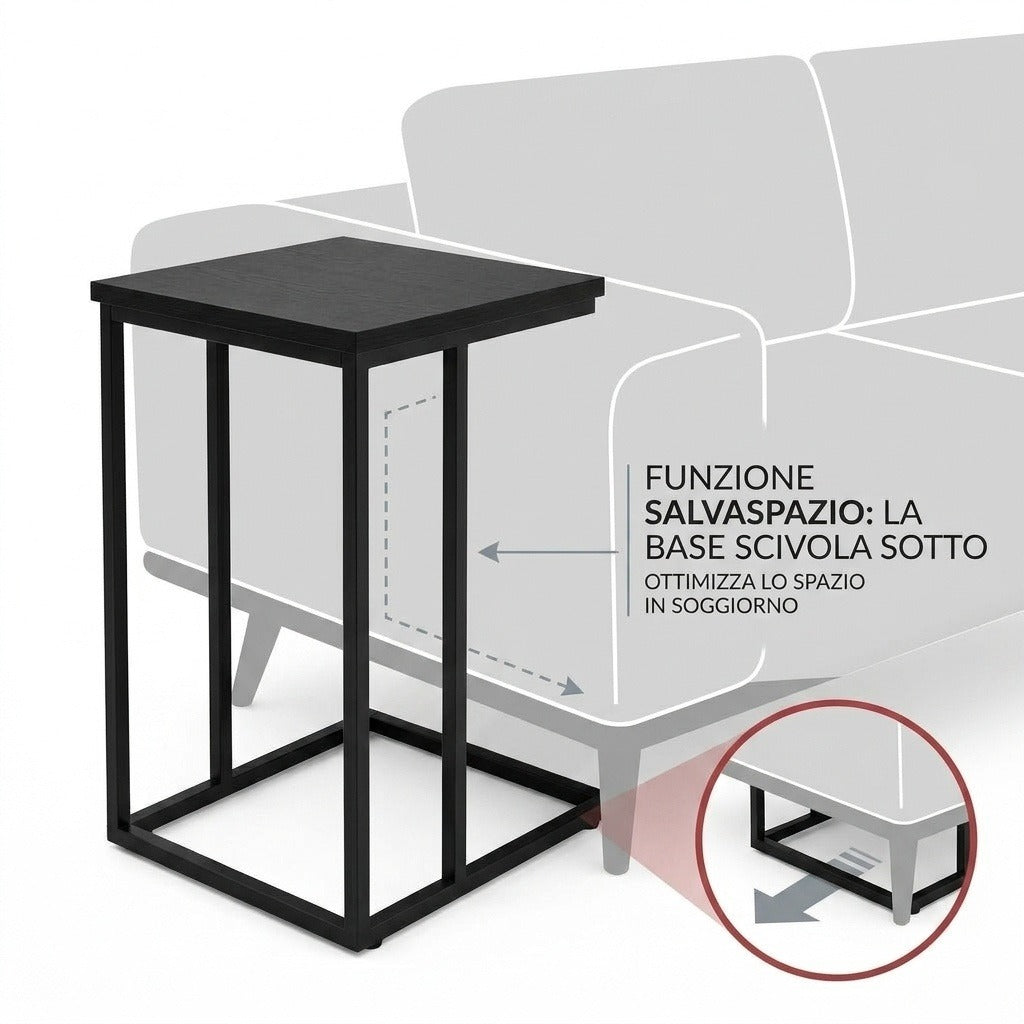 Tavolino laterale a C Dark Marble 40x30x67 cm - immagine 9