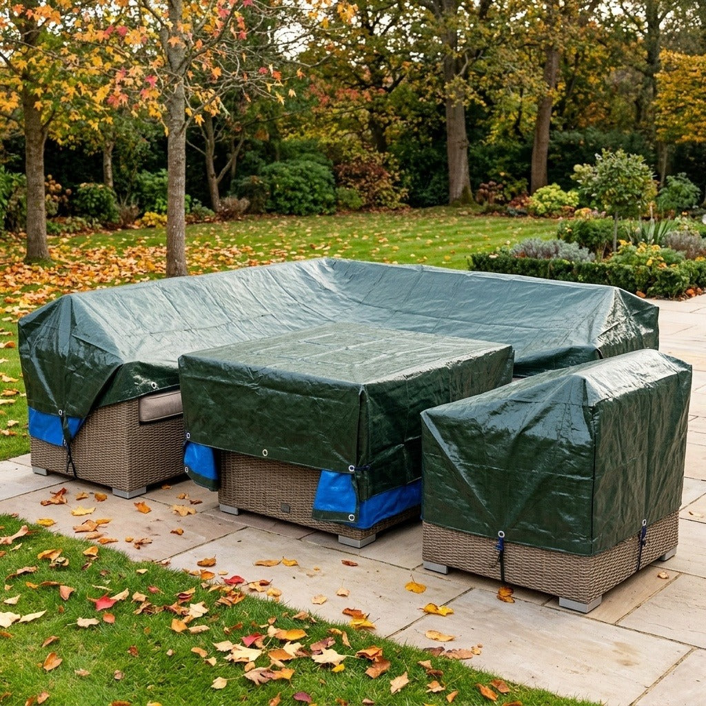 Telo Occhiellato Impermeabile PE Verde Blu 90/130 g/m²