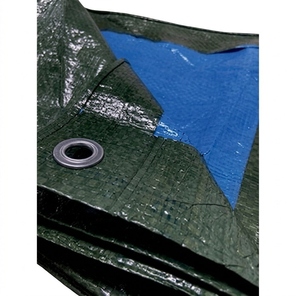 Telo Occhiellato Impermeabile PE Verde Blu 90/130 g/m²