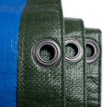 Telo Occhiellato Impermeabile PE Verde Blu 90/130 g/m²