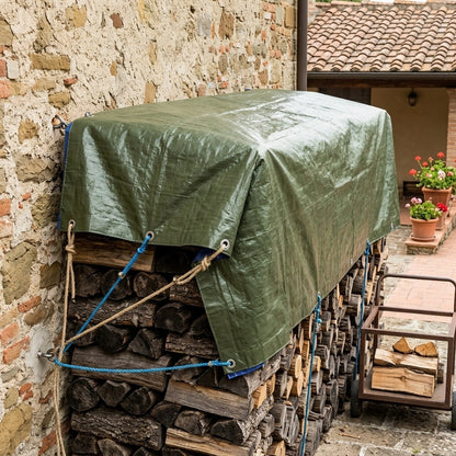 Telo Occhiellato Impermeabile PE Verde Blu 90/130 g/m²