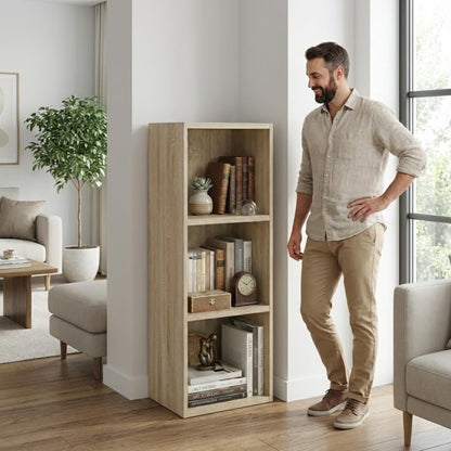Libreria da Terra in Legno Verticale Salvaspazio con Ripiani