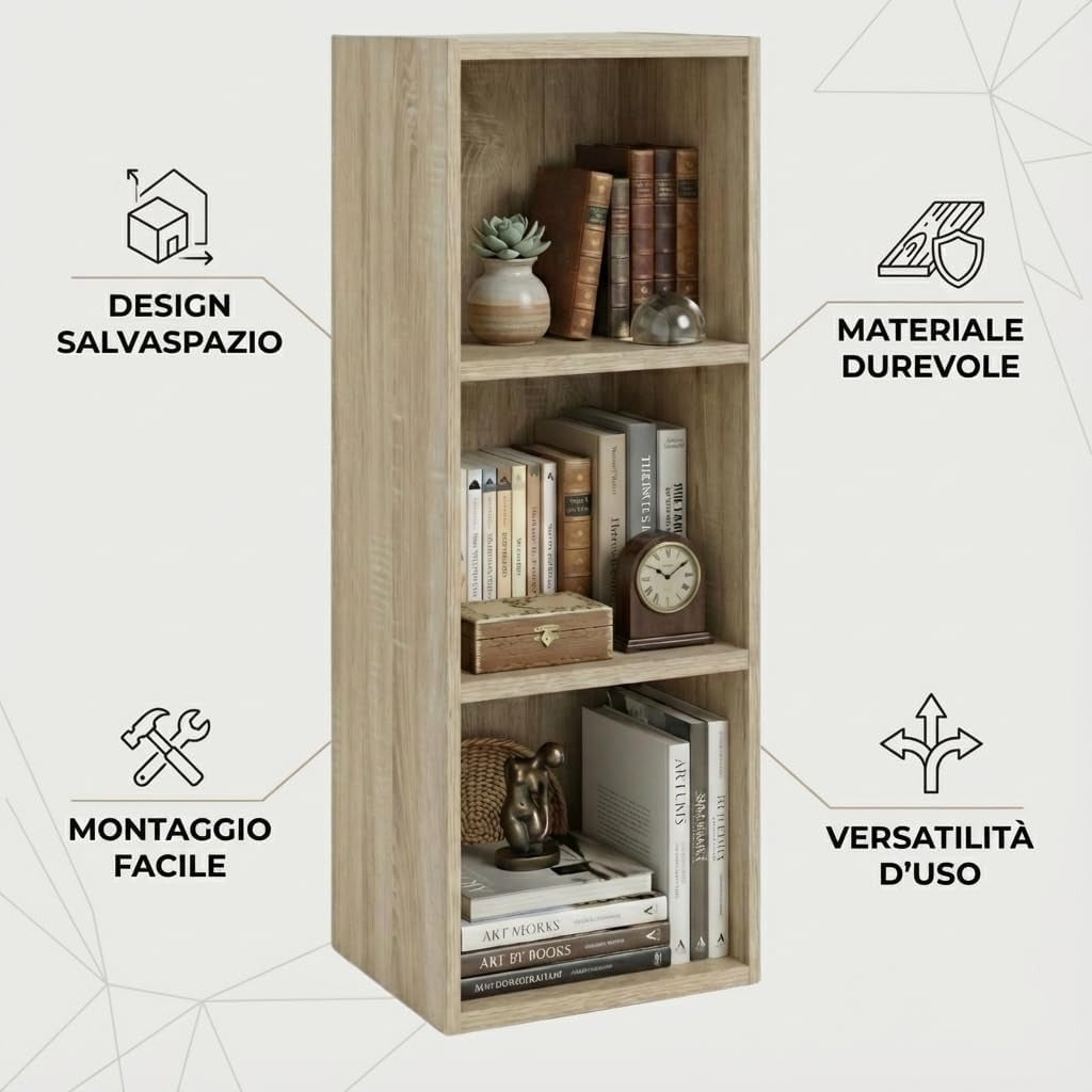 Libreria da Terra in Legno Verticale Salvaspazio con Ripiani