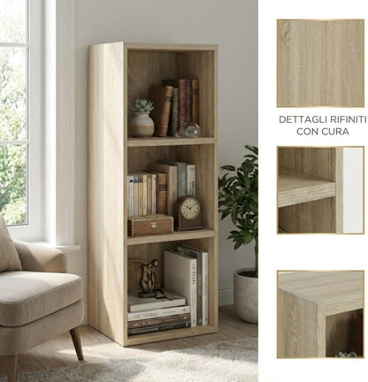 Libreria da Terra in Legno Verticale Salvaspazio con Ripiani