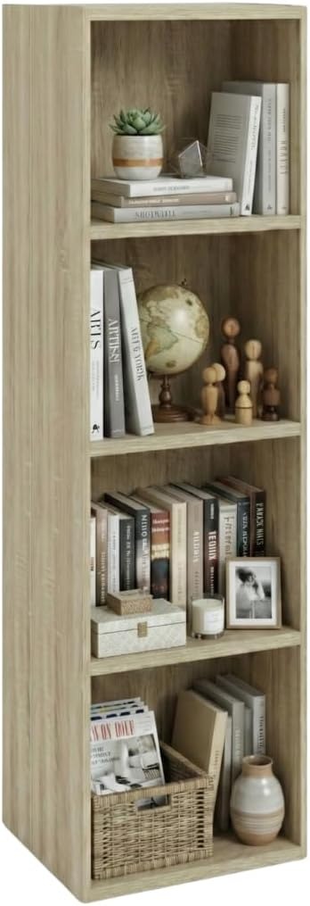 Libreria da Terra in Legno Verticale Salvaspazio con Ripiani