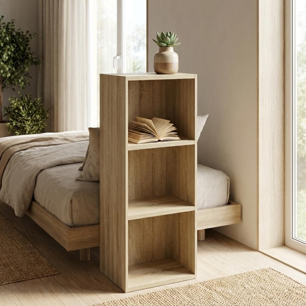 Libreria da Terra in Legno Verticale Salvaspazio con Ripiani