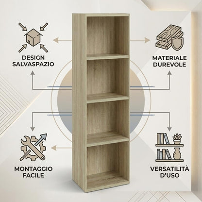 Libreria da Terra in Legno Verticale Salvaspazio con Ripiani