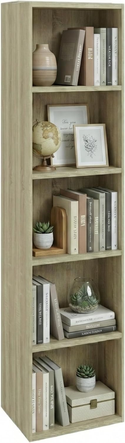 Libreria da Terra in Legno Verticale Salvaspazio con Ripiani