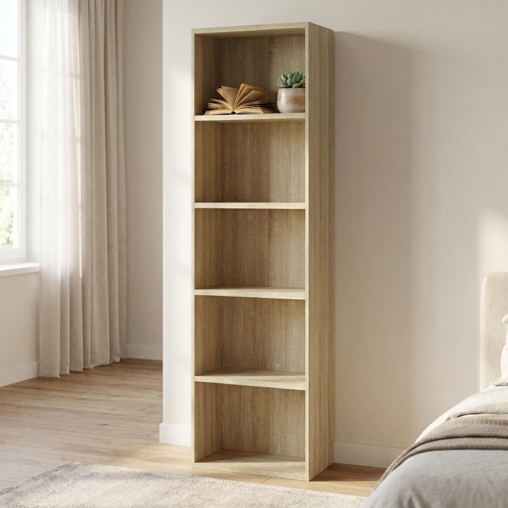 Libreria da Terra in Legno Verticale Salvaspazio con Ripiani