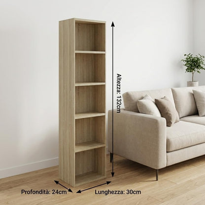 Libreria da Terra in Legno Verticale Salvaspazio con Ripiani