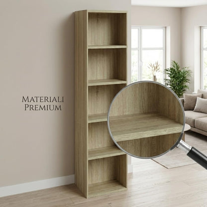 Libreria da Terra in Legno Verticale Salvaspazio con Ripiani