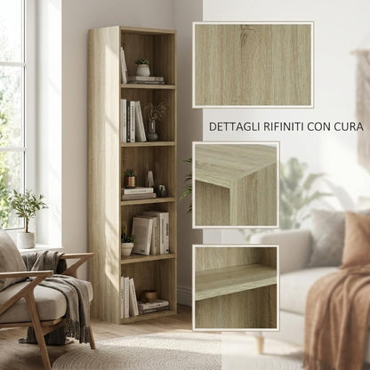 Libreria da Terra in Legno Verticale Salvaspazio con Ripiani