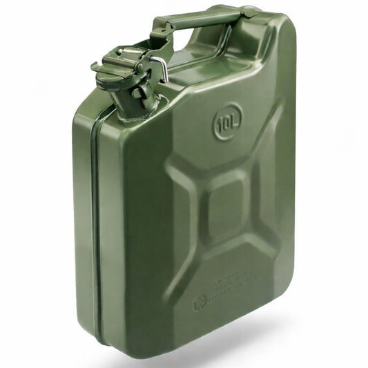 Tanica Benzina in Metallo con Beccuccio, Antiruggine, Verde Militare 5 10 20 litri
