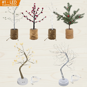 Albero di Natale LED 35/45cm Luminoso da Tavolo USB o Batteria Decorazioni Natalizie