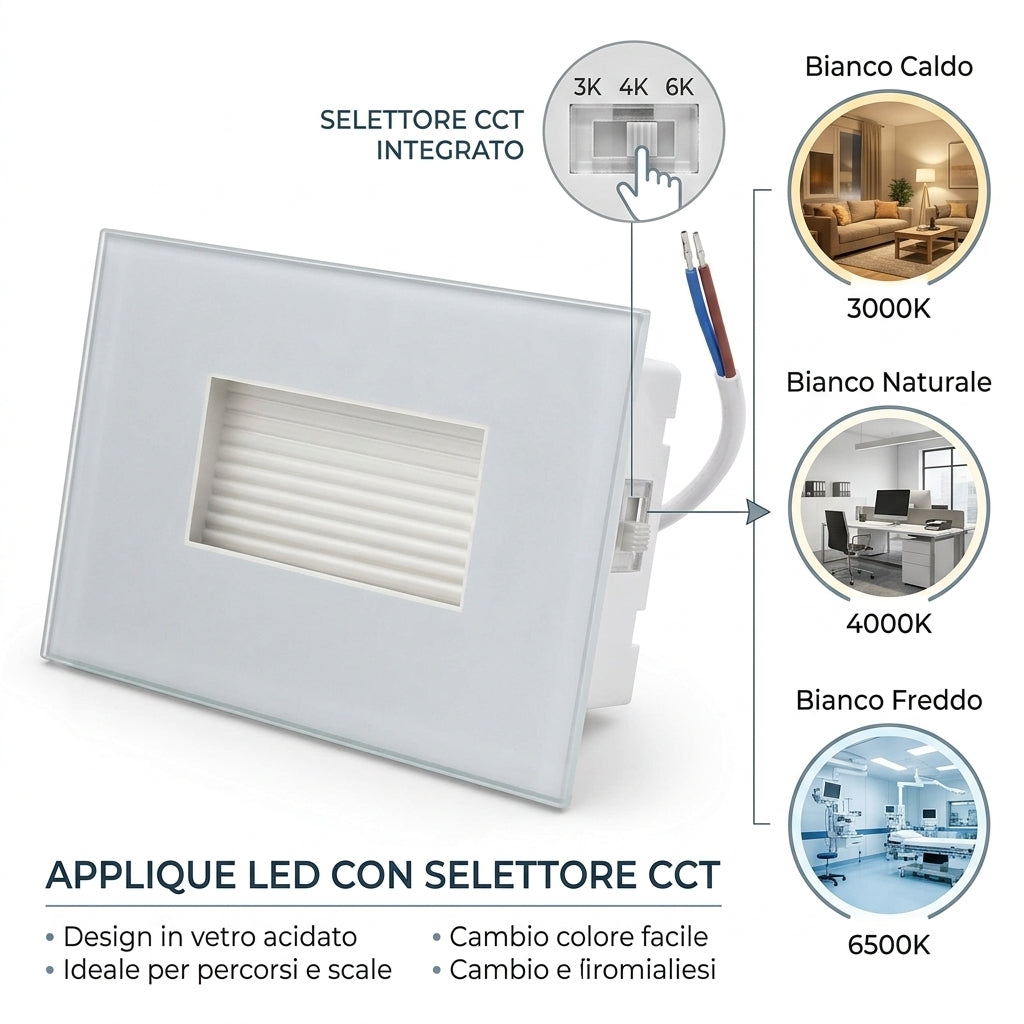 Applique LED con selettore CCT 3000K 4000K 6500K